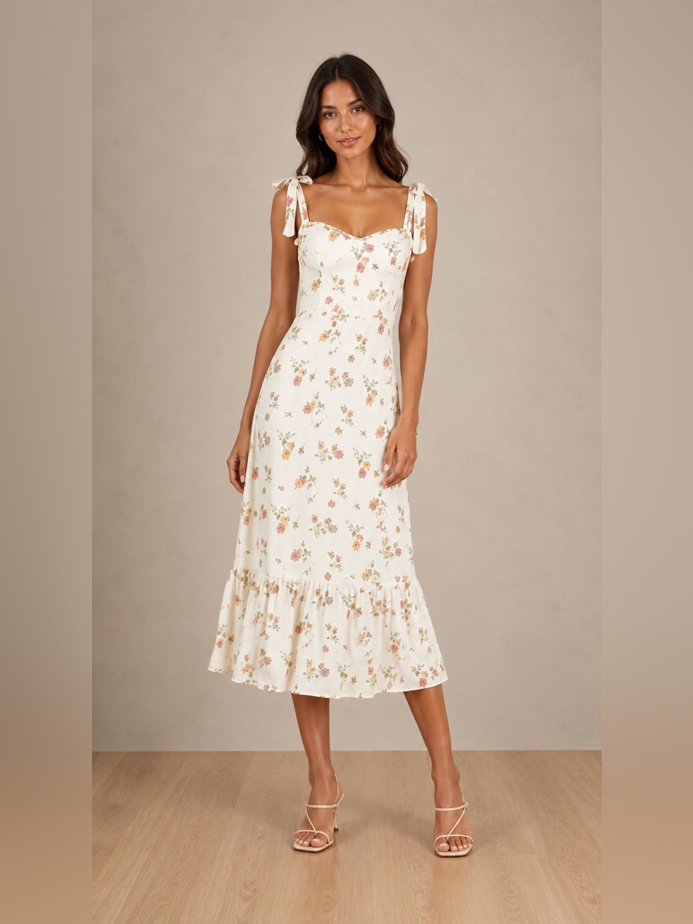 REFORMATION Nikita Floral Dress in Noemi Ivory B384
